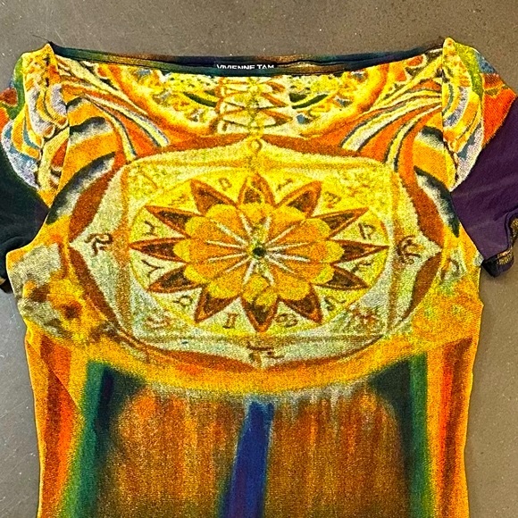 Vivienne Tam Y2K 90s Brat Mesh Chakra Vintage Mini Dress - Picture 7 of 10